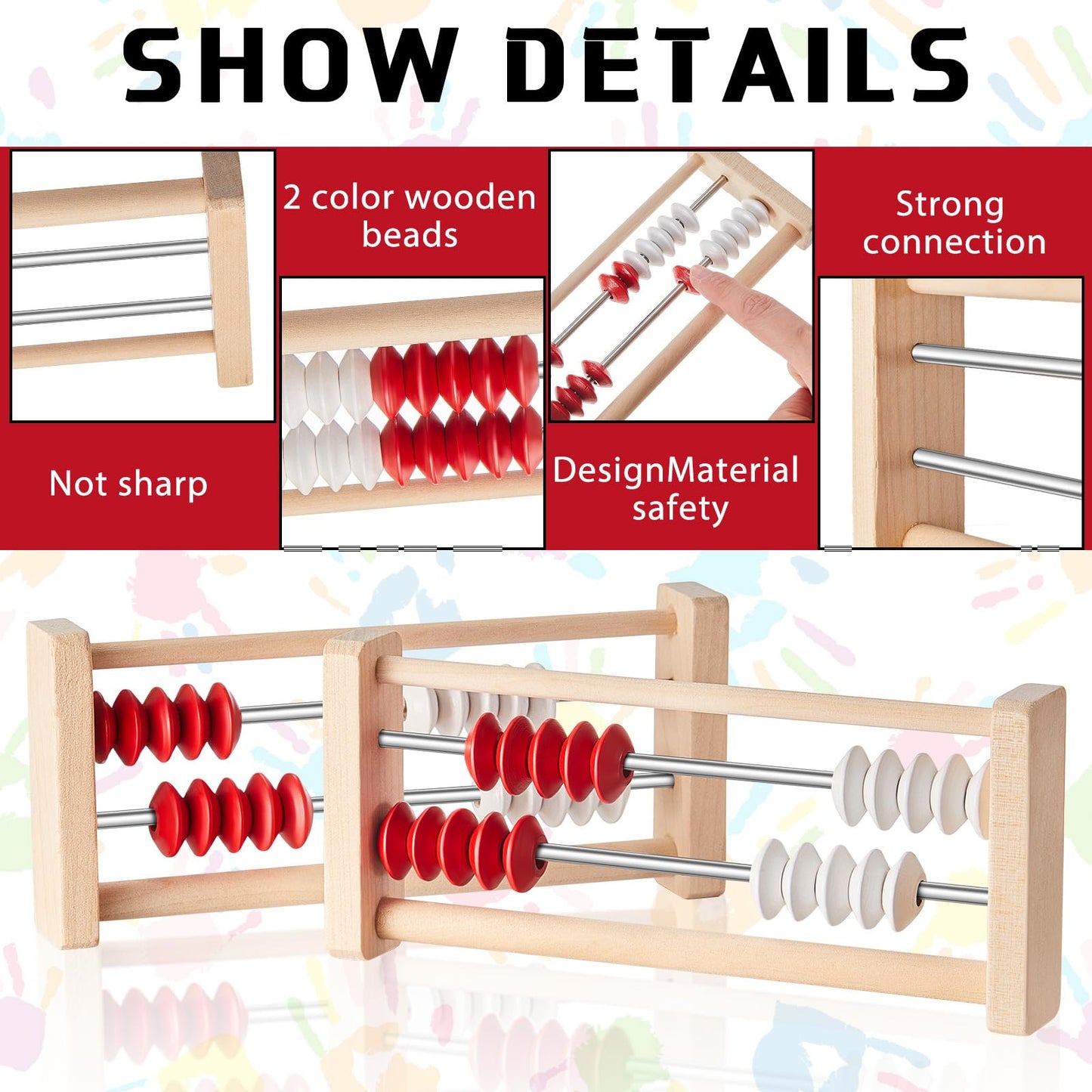 Saysurey 12 Pcs Mini 20-Bead Wooden Rekenrek Abacus | Kids Math Counters & Learning Toy