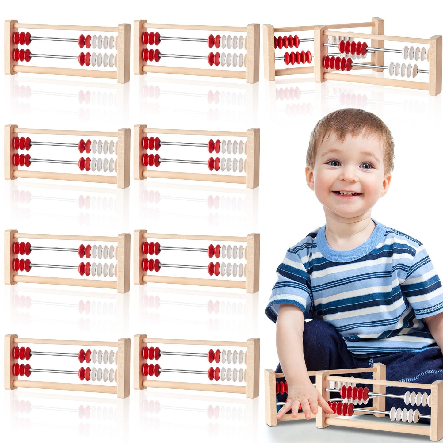 Saysurey 12 Pcs Mini 20-Bead Wooden Rekenrek Abacus | Kids Math Counters & Learning Toy