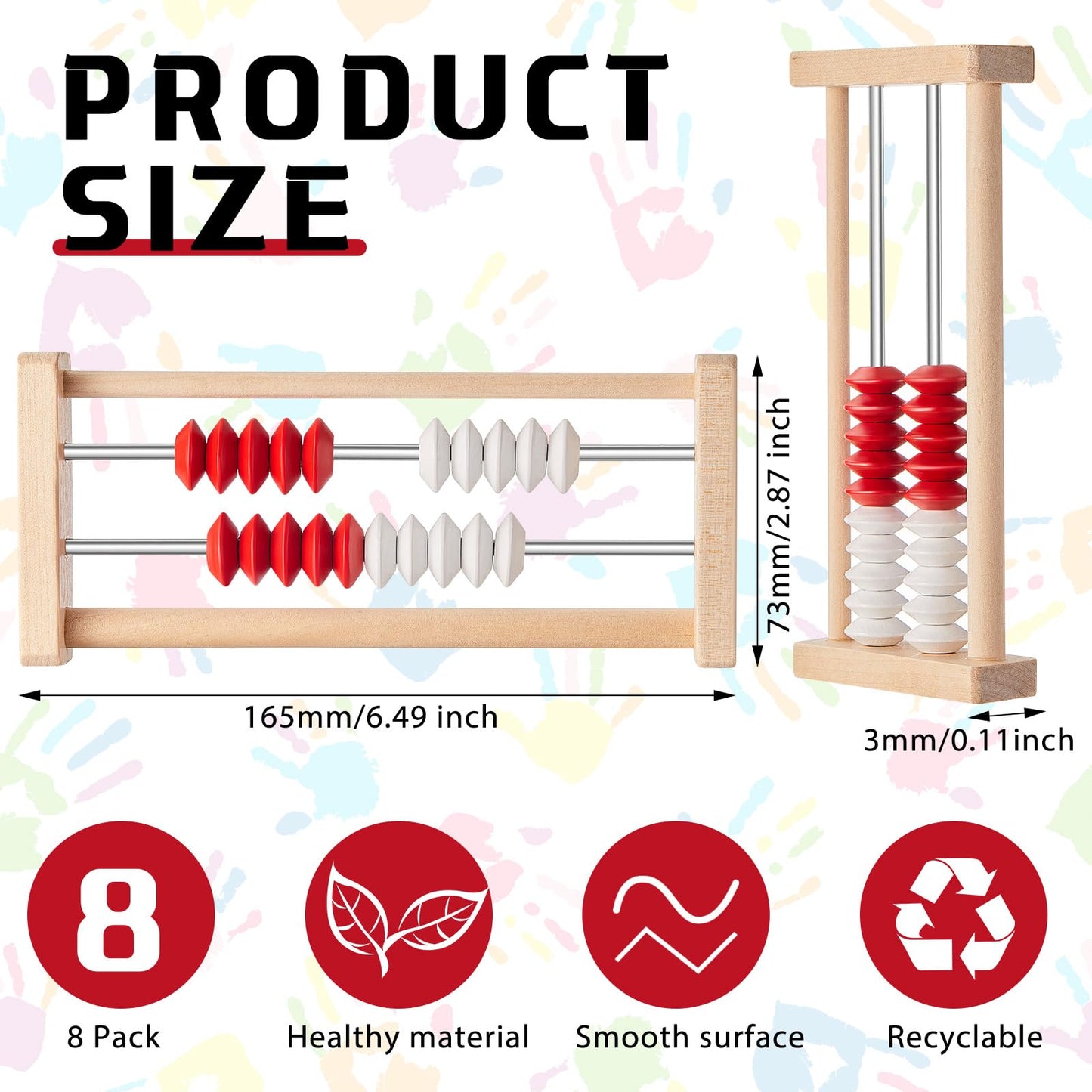 Saysurey 12 Pcs Mini 20-Bead Wooden Rekenrek Abacus | Kids Math Counters & Learning Toy