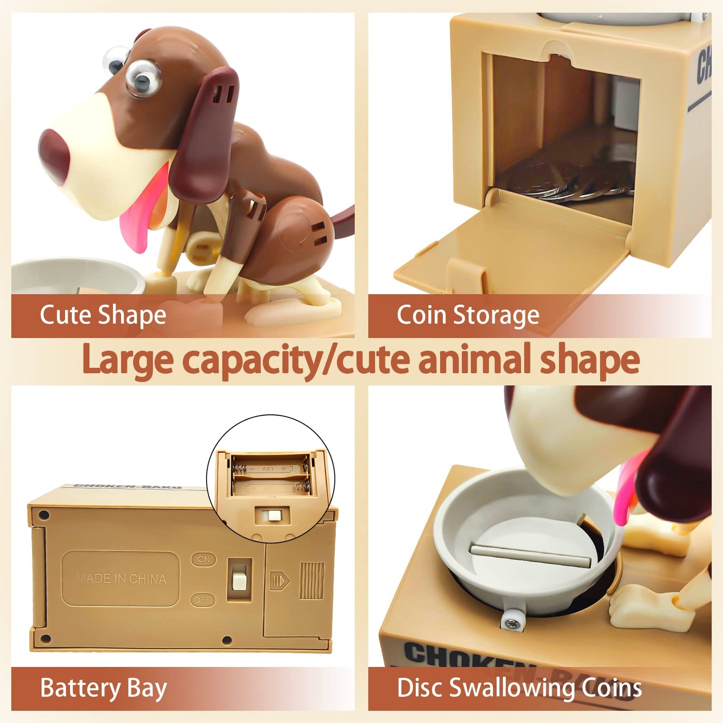 SAYTAY Hungry Puppy Coin Bank – Cute Dog Piggy Bank for Kids