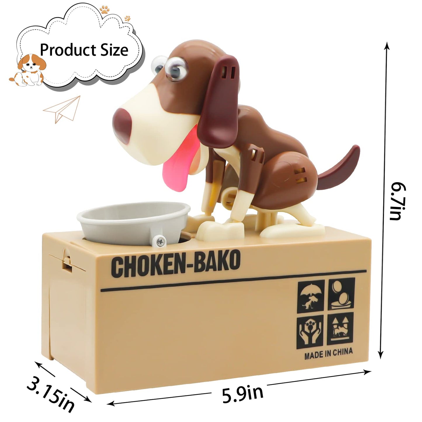 SAYTAY Hungry Puppy Coin Bank – Cute Dog Piggy Bank for Kids