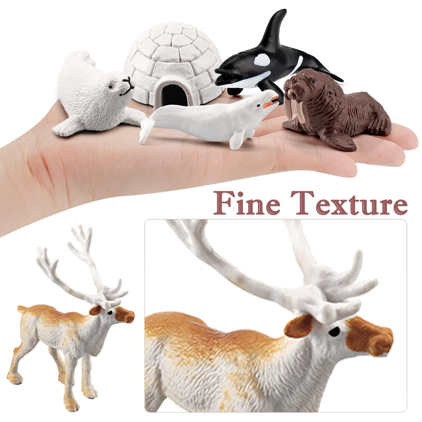SCAHOW 10 PCS Arctic Animals Figures – Polar Bear, Fox, Beluga & More for Dioramas & Classroom Projects