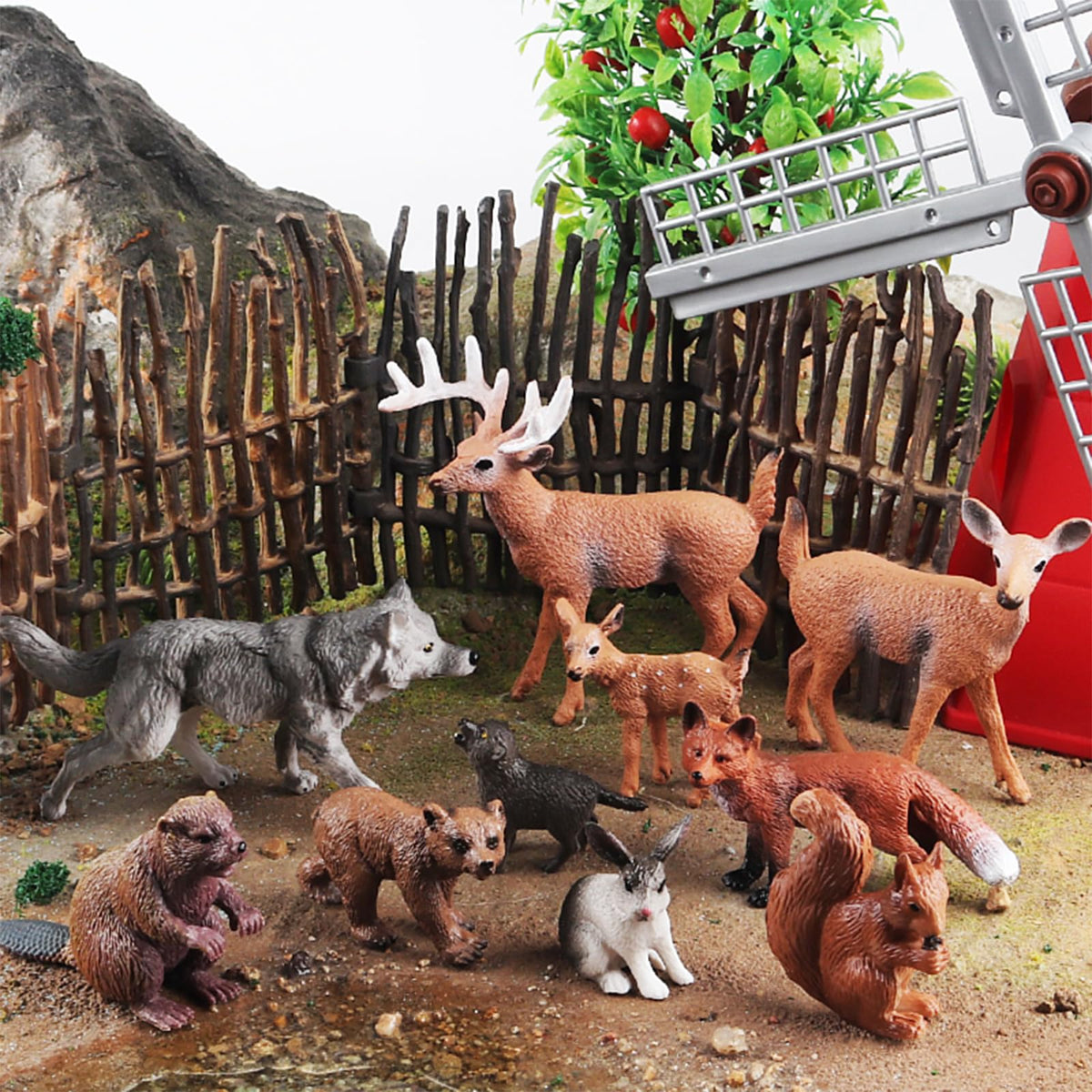 SCAHOW 10pcs Forest Animal Toys – Realistic Woodland Creature Figurines
