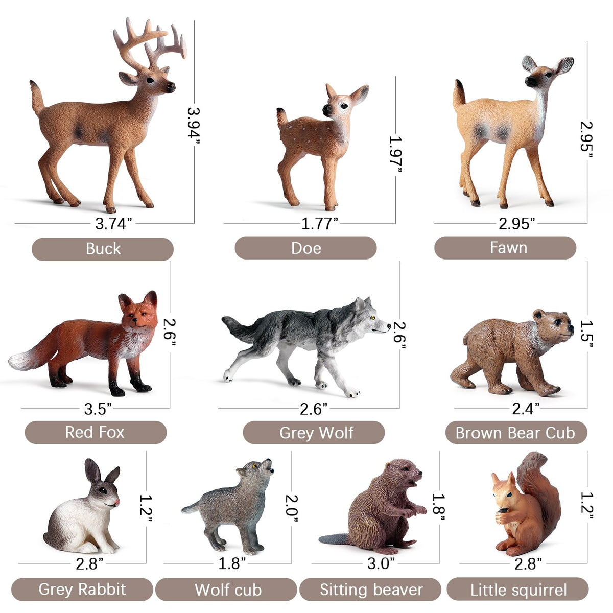 SCAHOW 10pcs Forest Animal Toys – Realistic Woodland Creature Figurines