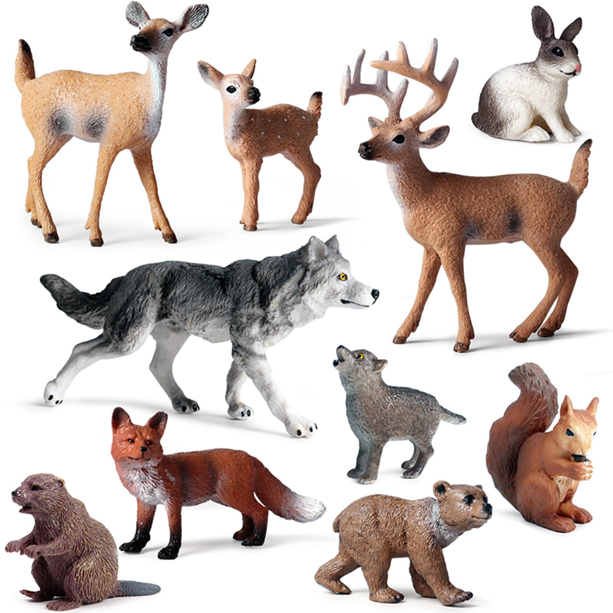 SCAHOW 10pcs Forest Animal Toys – Realistic Woodland Creature Figurines