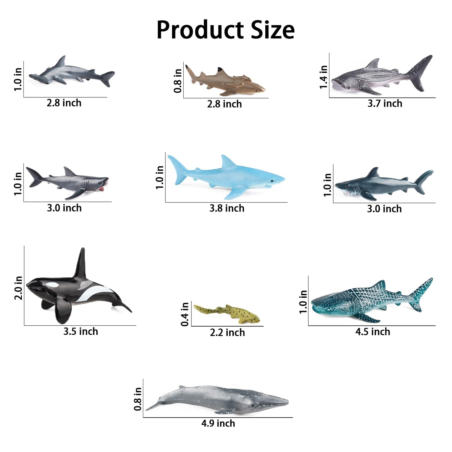 SCAHOW 12pc Sea Animal Figures - Realistic Ocean Toys Set (Whale, Shark, Octopus)