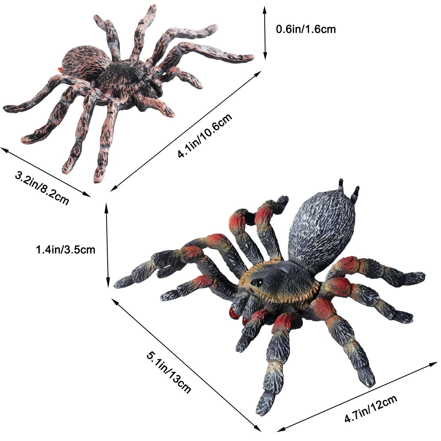 SCAHOW Realistic Fake Spiders 2pc Set Giant Whiteknee Tarantula – Prank Props & Educational Toys