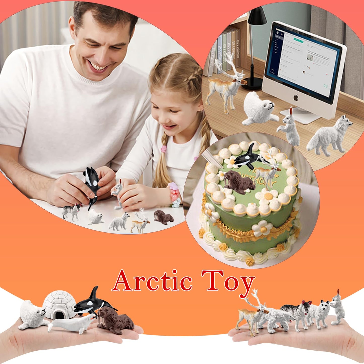 SCAHOW 10 PCS Arctic Animals Figures – Polar Bear, Fox, Beluga & More for Dioramas & Classroom Projects