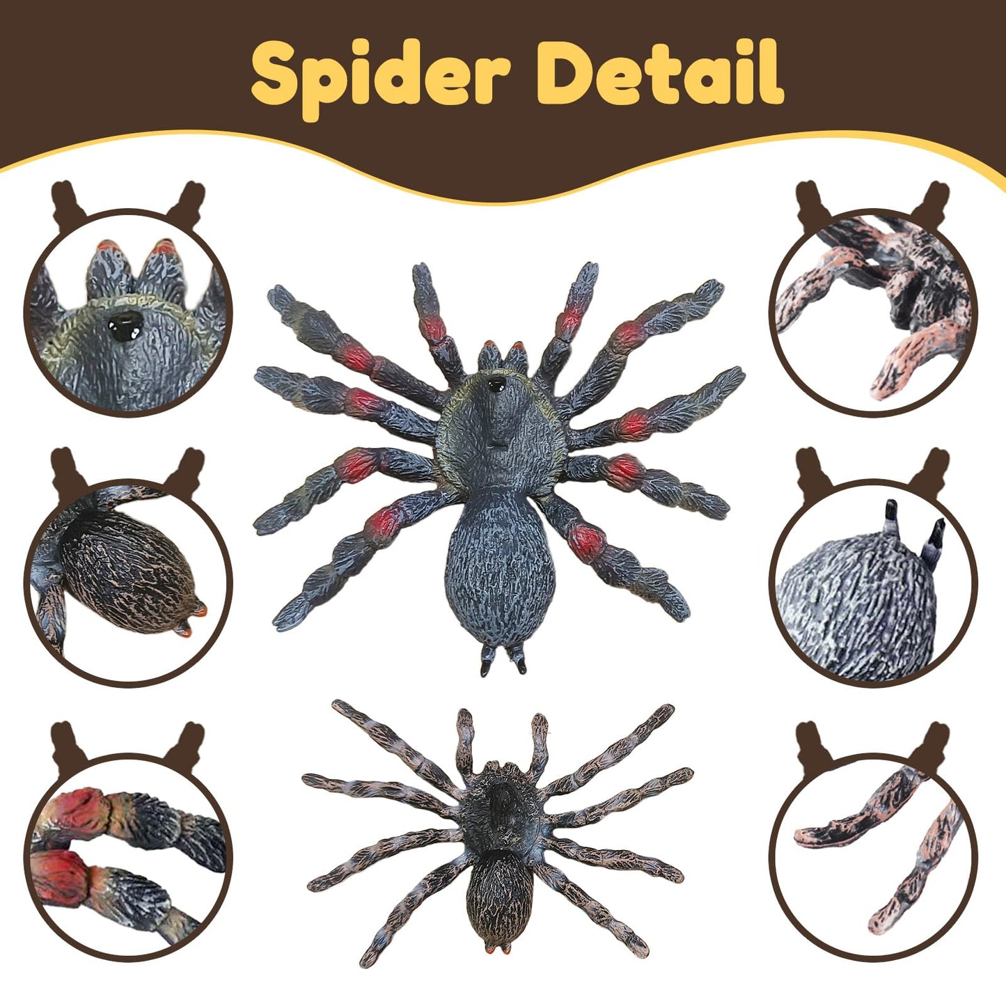SCAHOW Realistic Fake Spiders 2pc Set Giant Whiteknee Tarantula – Prank Props & Educational Toys