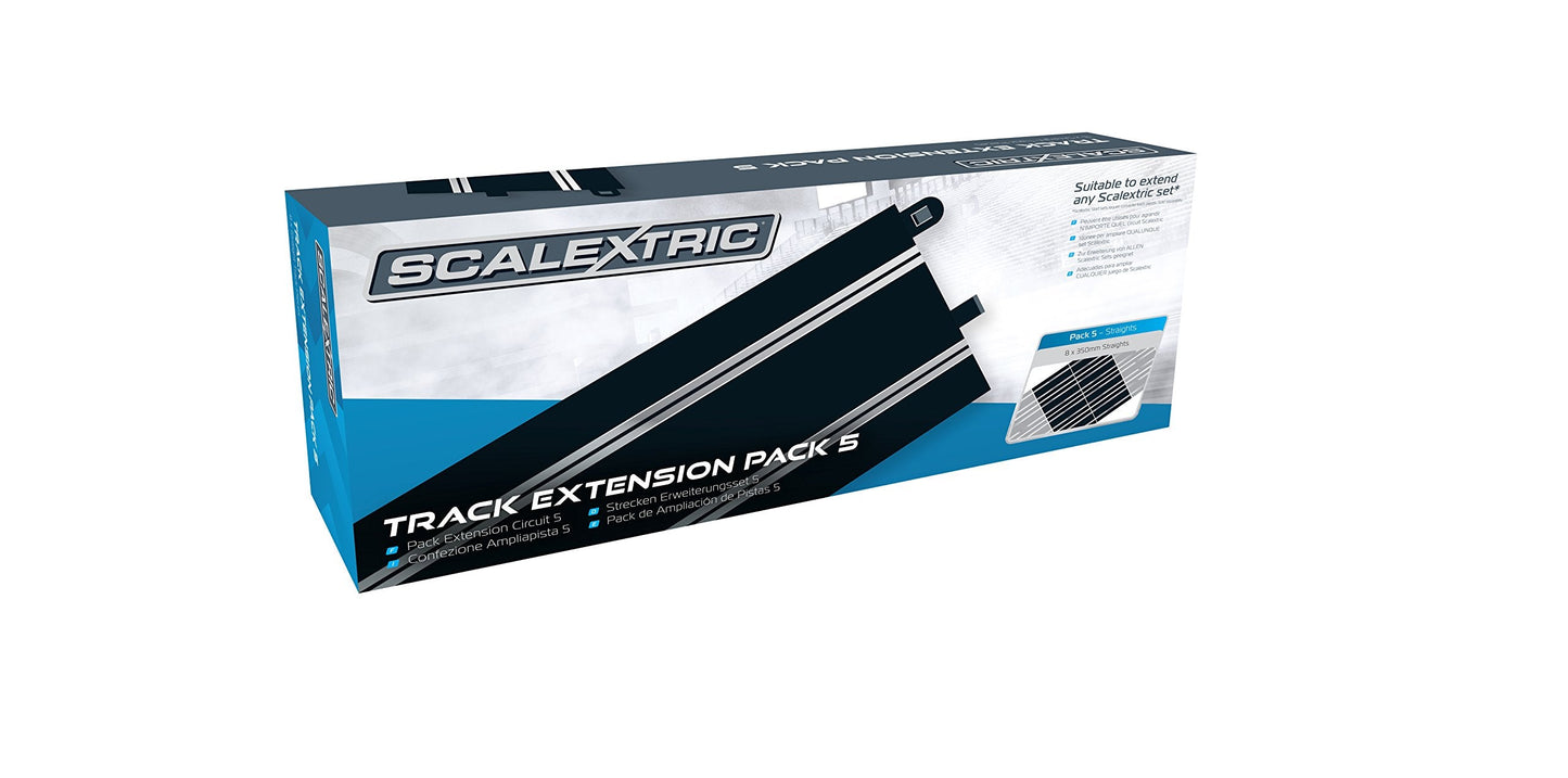 Scalextric Extension Pack 5 1:32 Scale – 8 Standard Straights (C8554), White