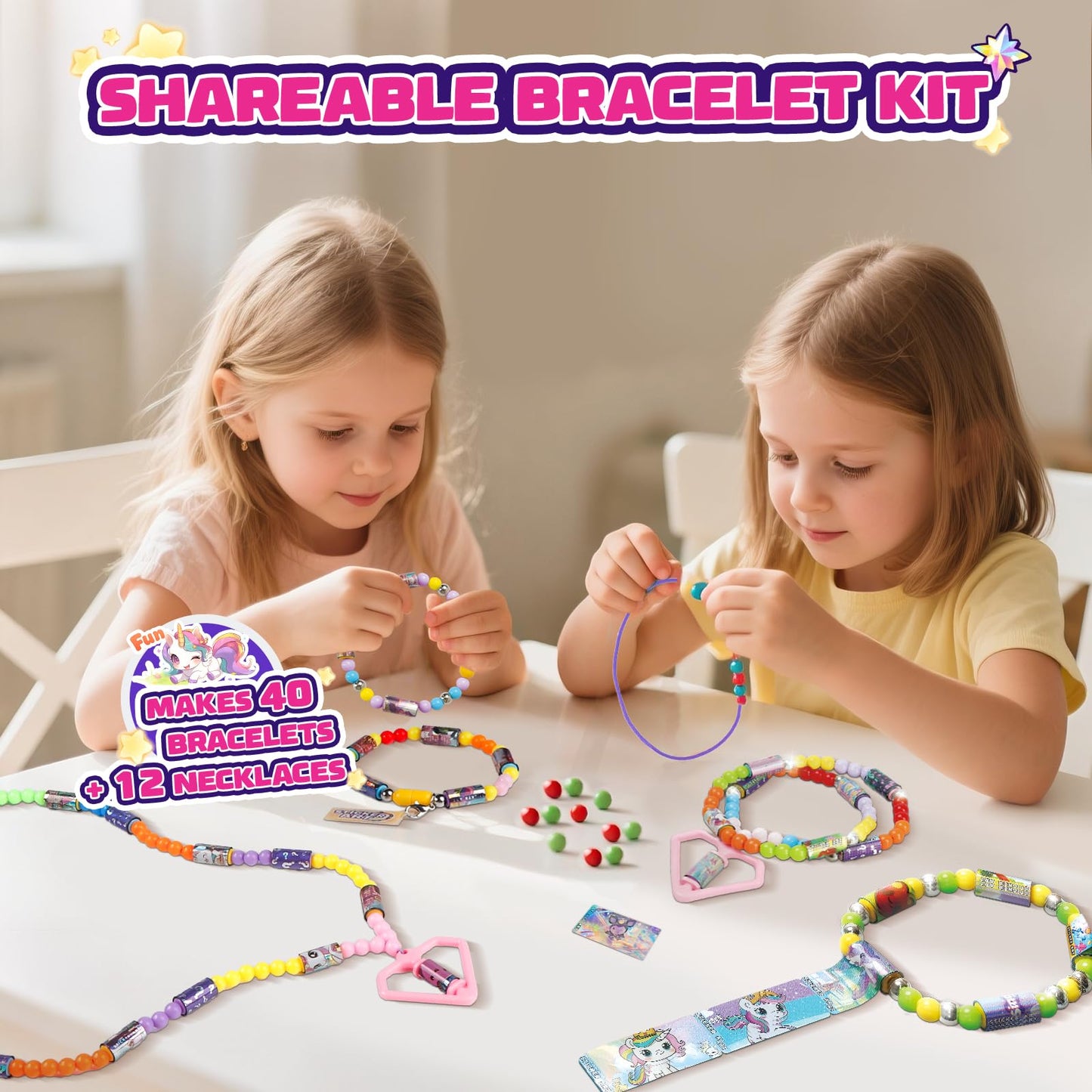 Scarmat 960pcs DIY Jewelry Sticker Kit – 70 Unique Kawaii Stickers & Wearable Bracelets for Girls