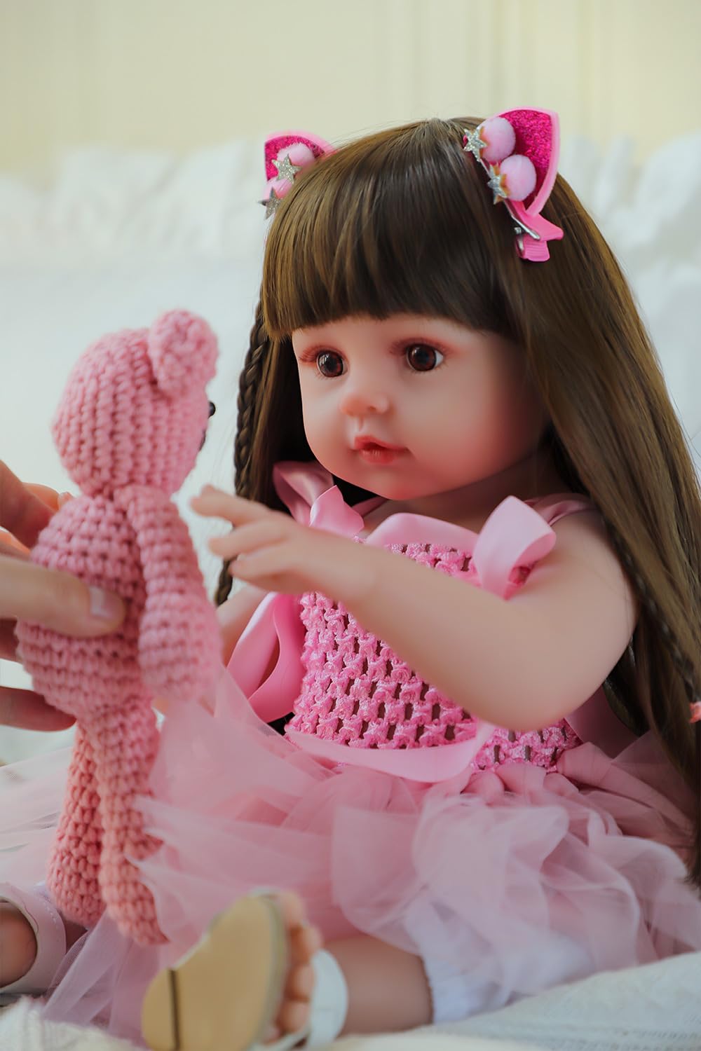 SCOM Lifelike Reborn Doll Girl – 18-Inch Realistic Baby Doll with Gift Set for Ages 3+