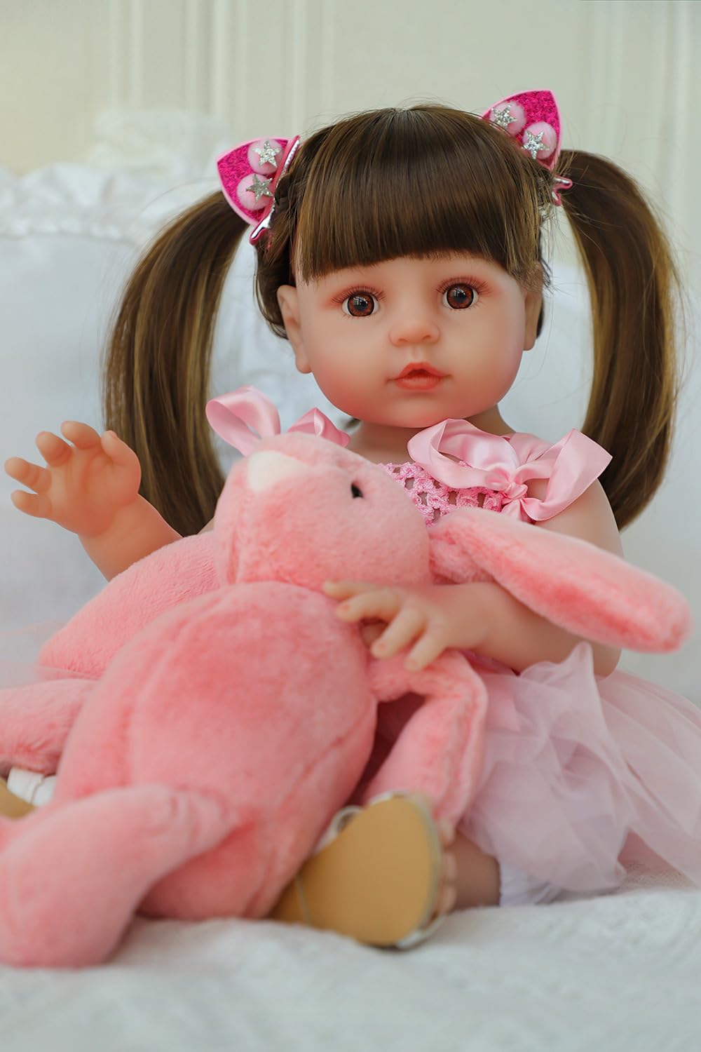 SCOM Lifelike Reborn Doll Girl – 18-Inch Realistic Baby Doll with Gift Set for Ages 3+
