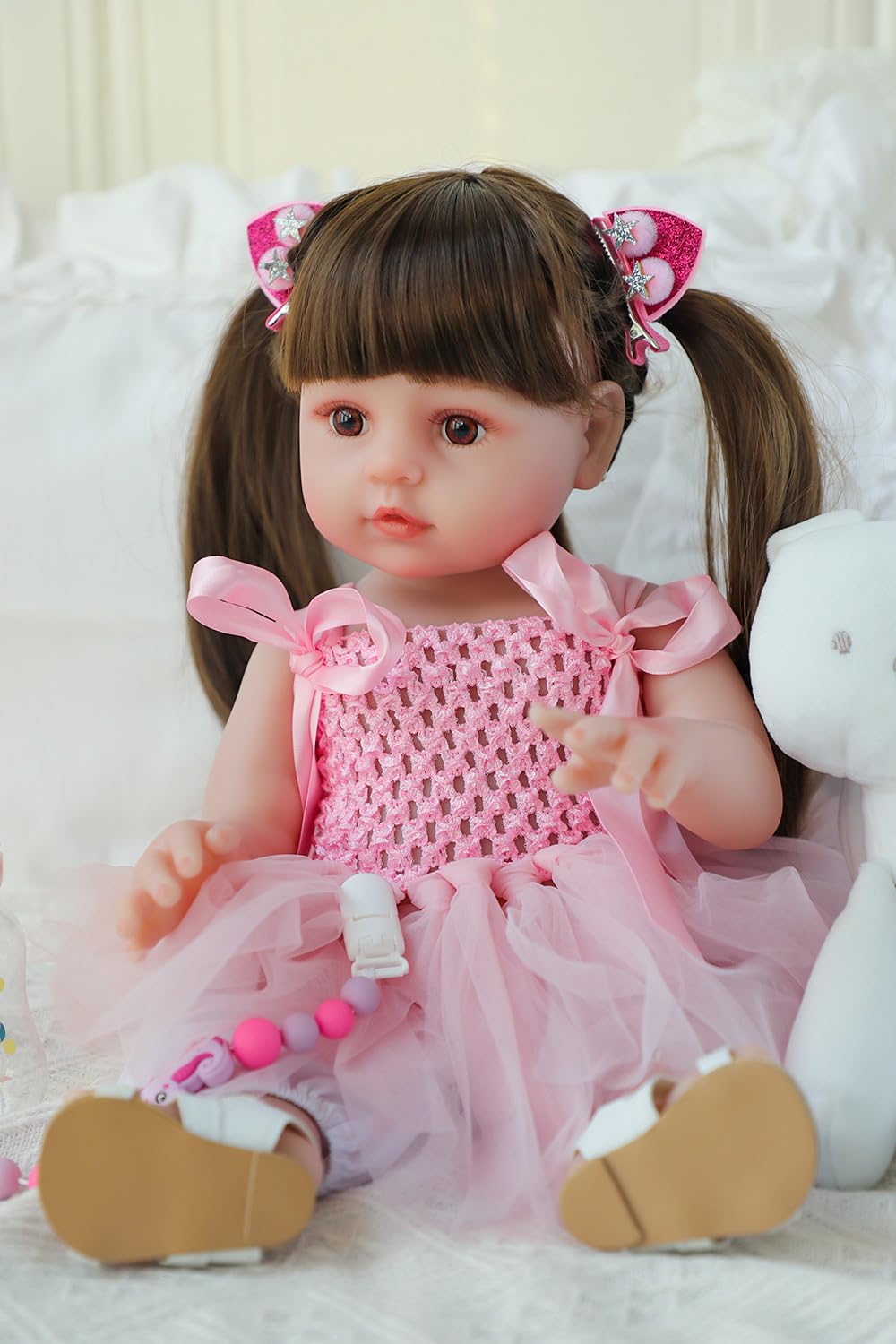 SCOM Lifelike Reborn Doll Girl – 18-Inch Realistic Baby Doll with Gift Set for Ages 3+
