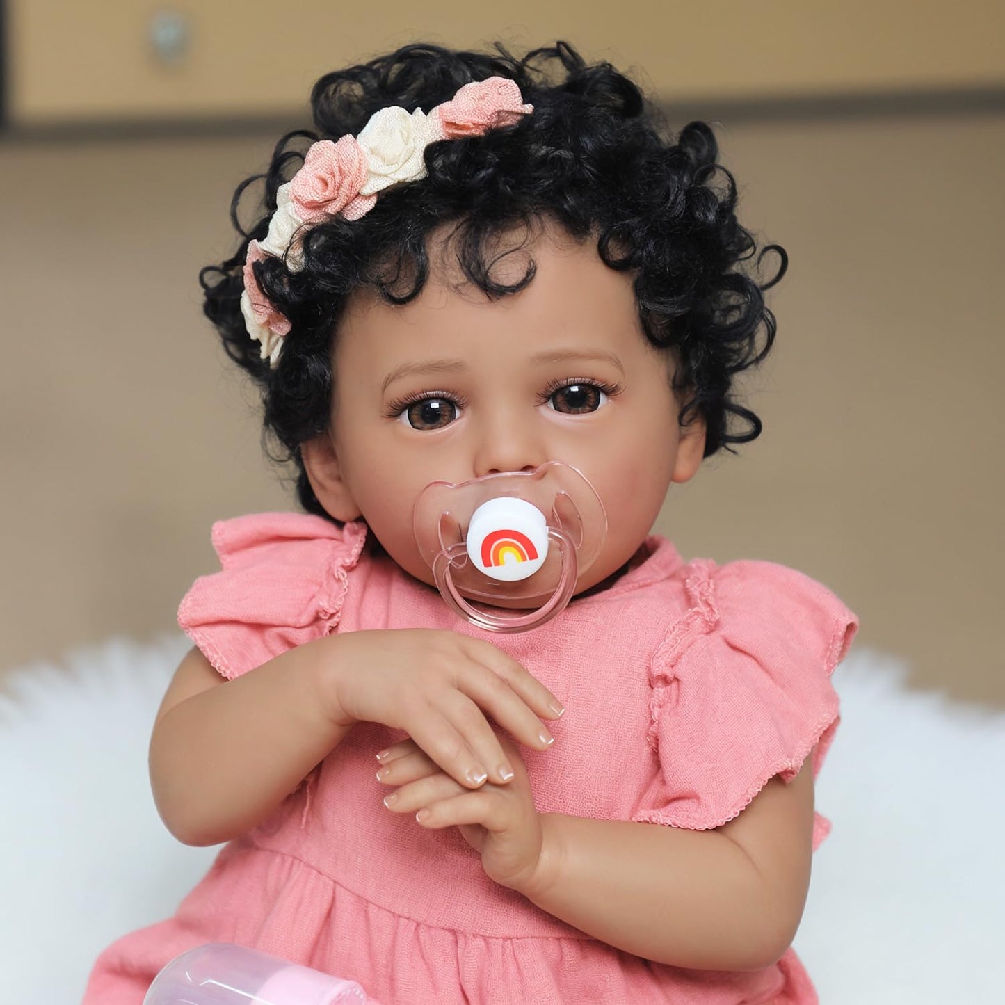 SCOM Realistic Reborn Baby Doll – 18-Inch Black African American Girl | Soft Weighted Body & Poseable