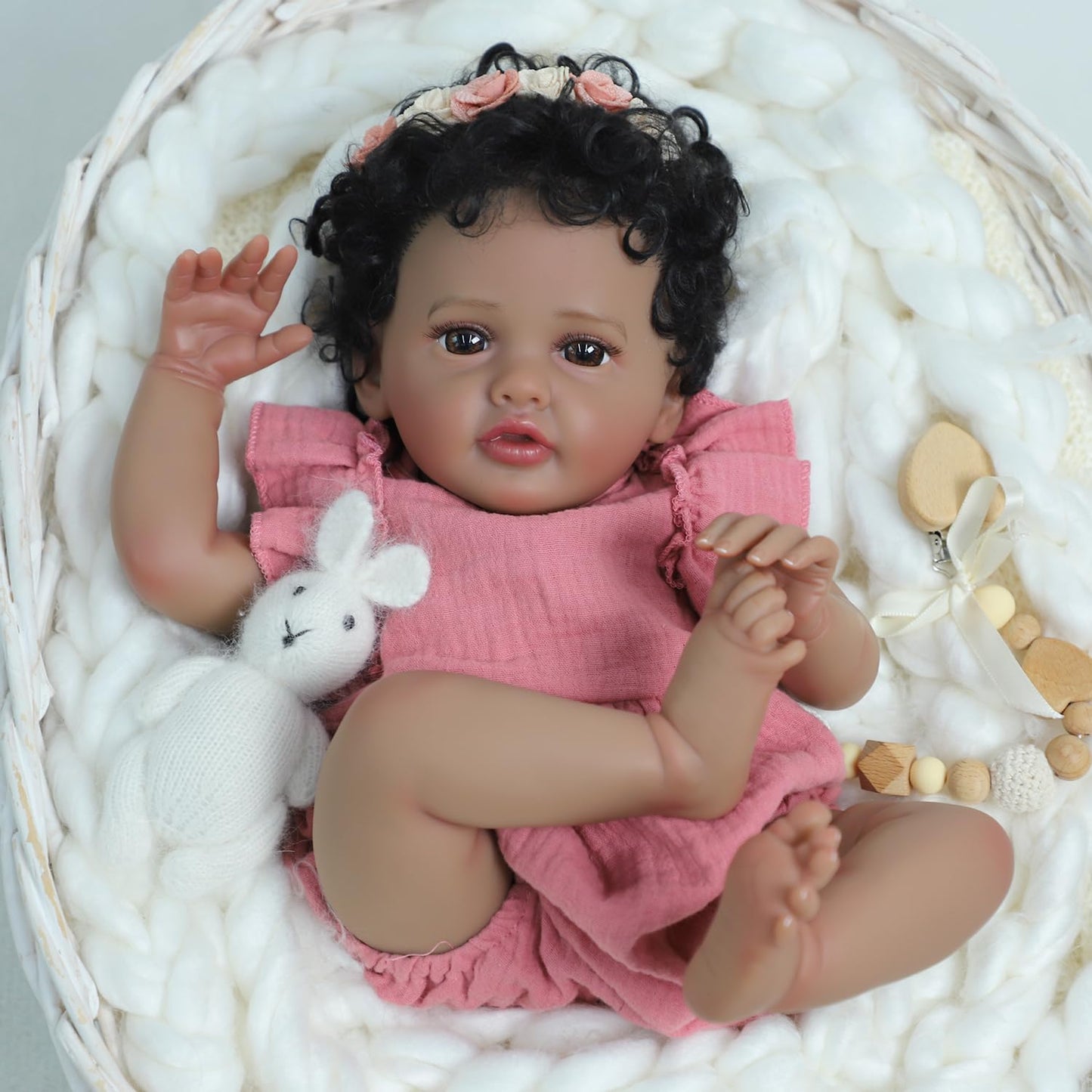 SCOM Realistic Reborn Baby Doll – 18-Inch Black African American Girl | Soft Weighted Body & Poseable