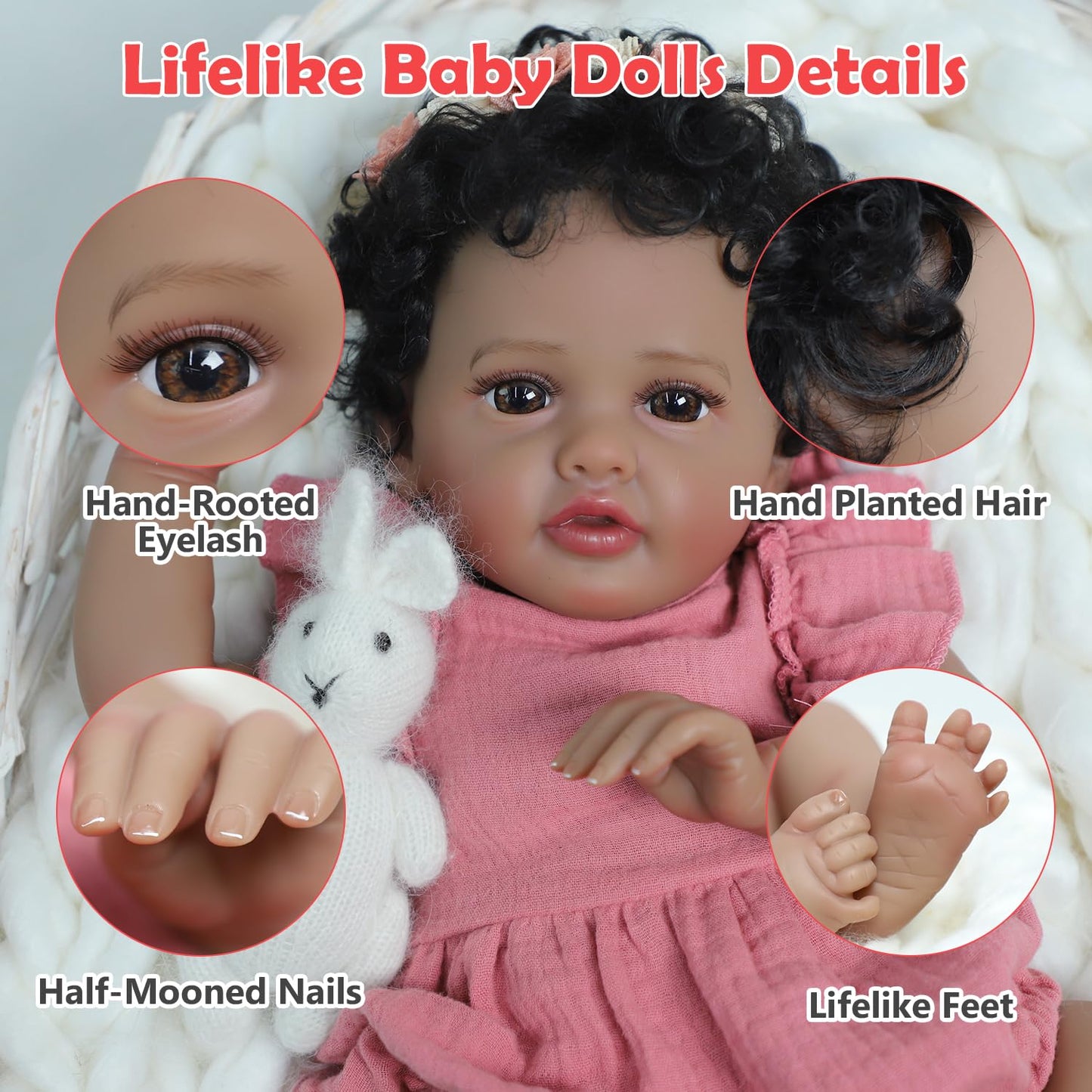 SCOM Realistic Reborn Baby Doll – 18-Inch Black African American Girl | Soft Weighted Body & Poseable