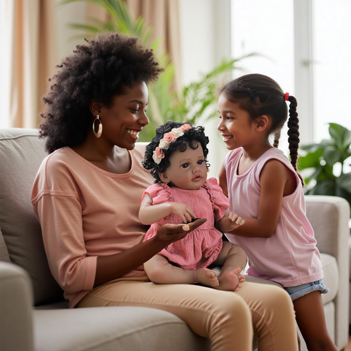 SCOM Realistic Reborn Baby Doll – 18-Inch Black African American Girl | Soft Weighted Body & Poseable