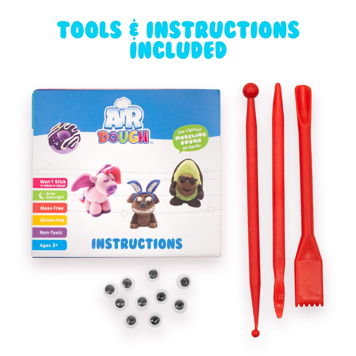 Scentco Air Dough - 60 Color Bags Ultra-Light, Non-Toxic Modeling Clay in Bucket with Tools & Tutorials