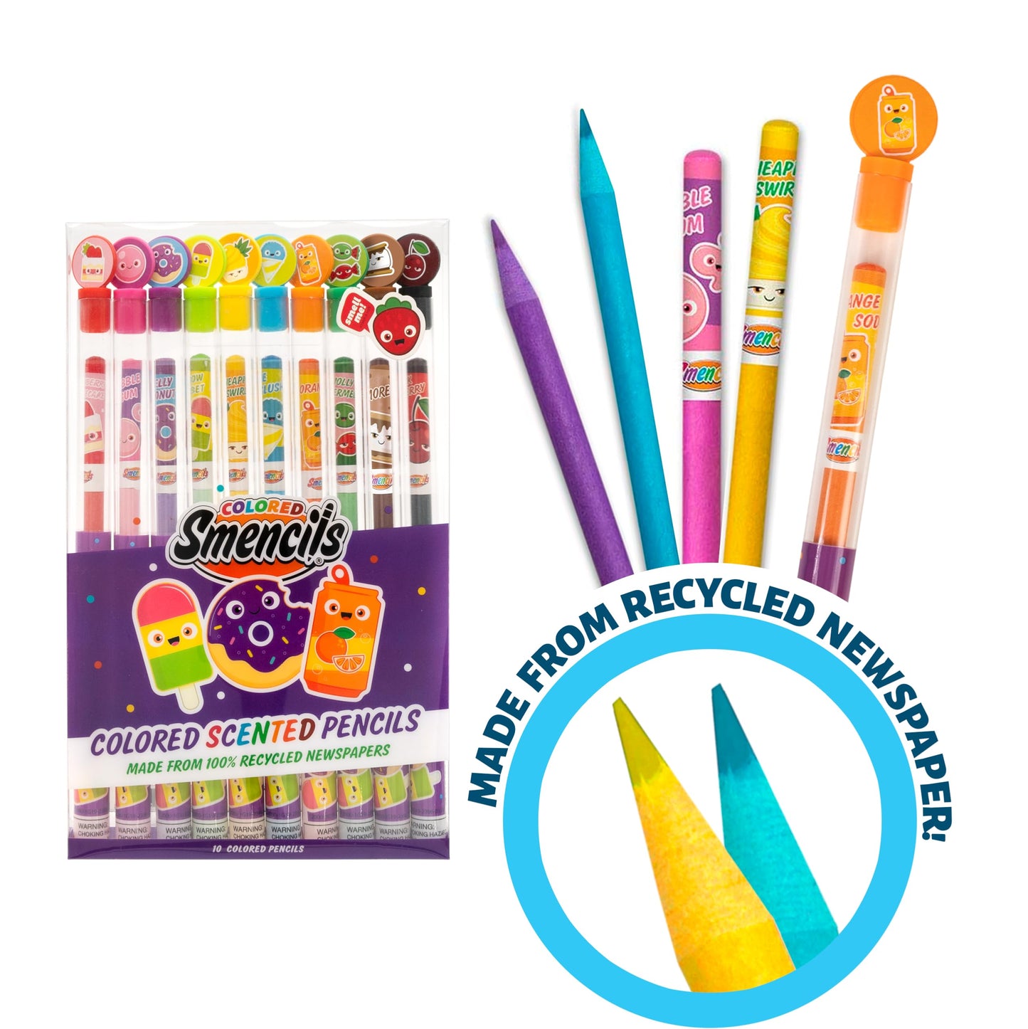 Scentco Colored Smencils (2 Pack) – Gourmet Scented Pencils Made from Recycled Newspapers, 10 Count