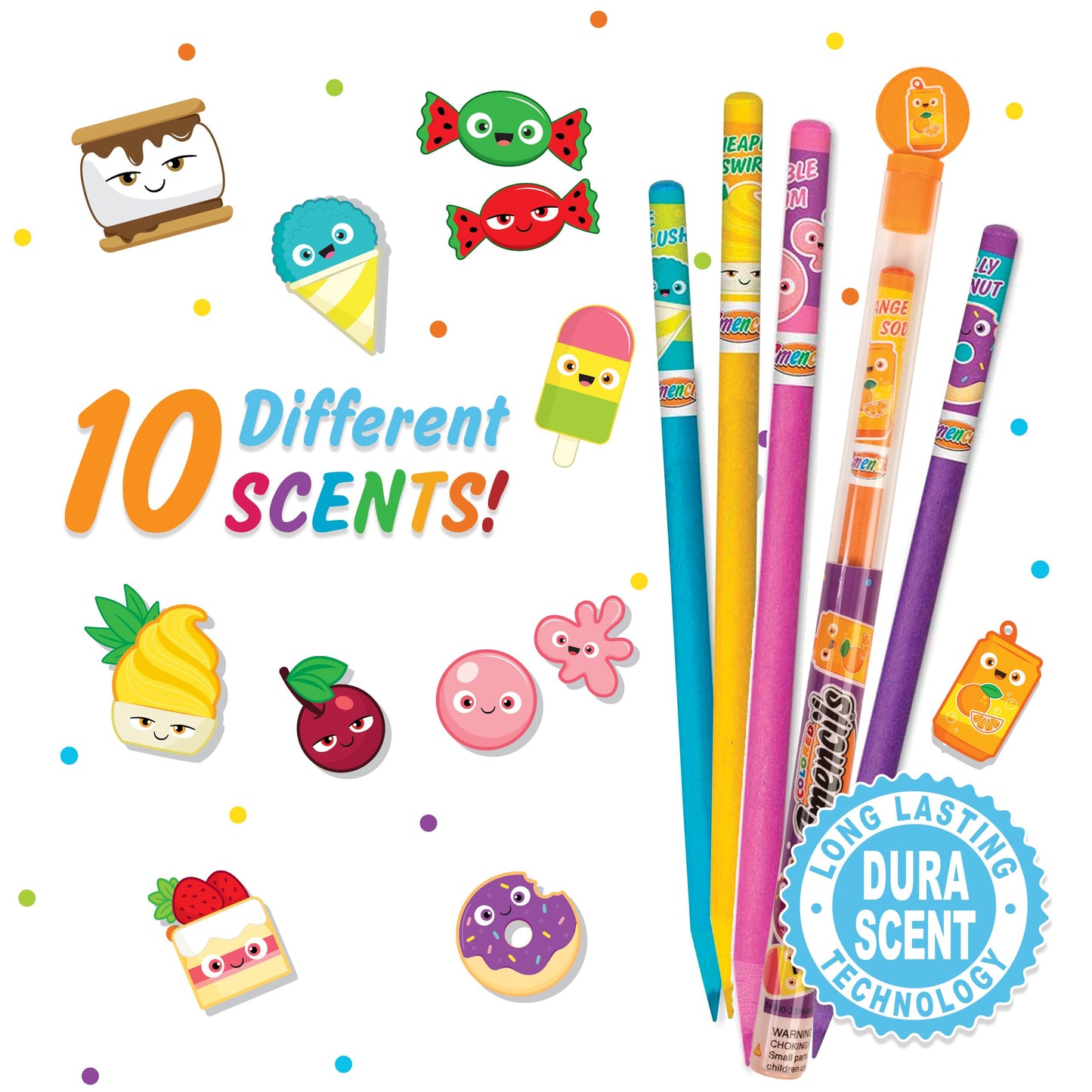 Scentco Colored Smencils (2 Pack) – Gourmet Scented Pencils Made from Recycled Newspapers, 10 Count