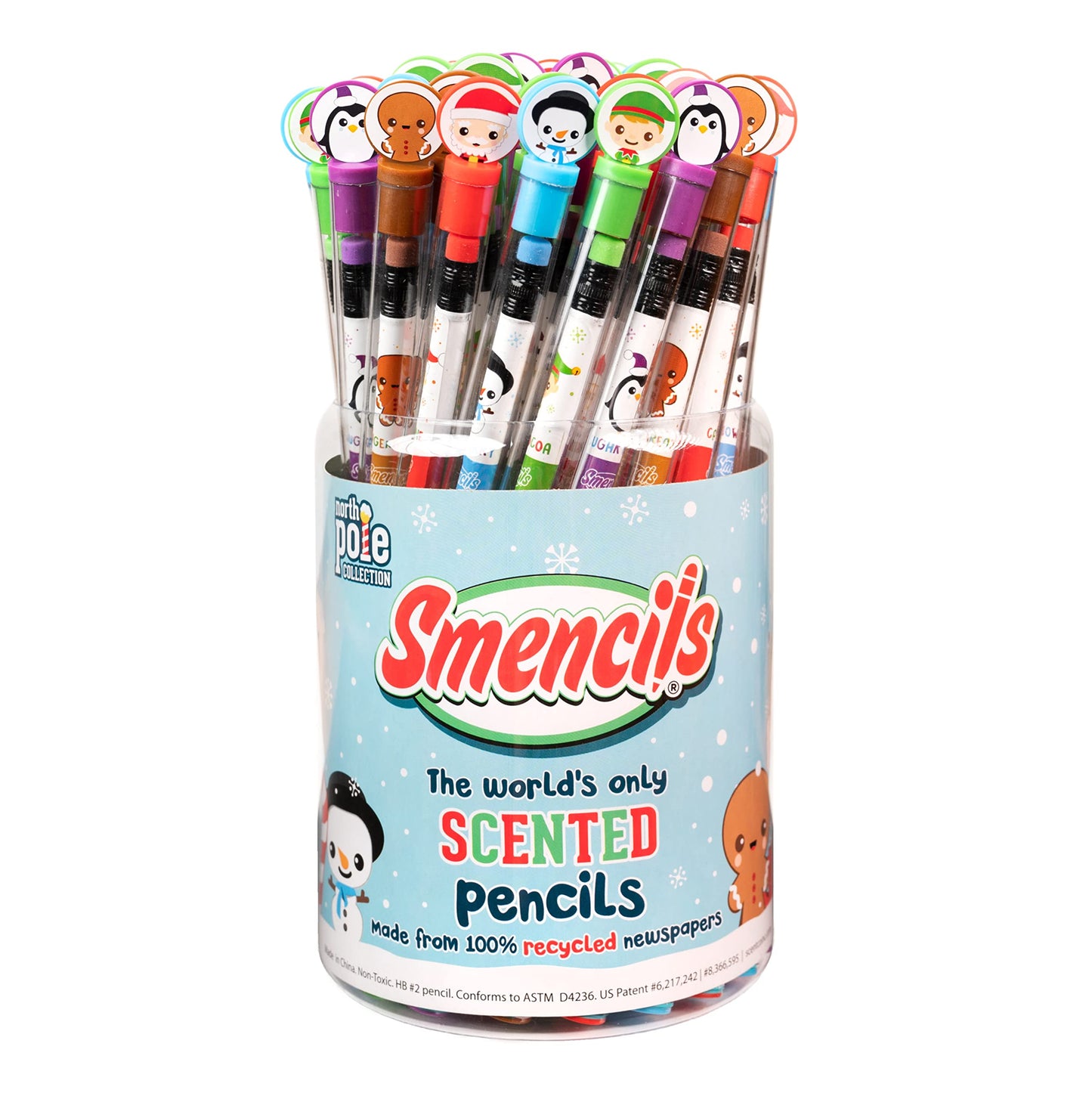 Scentco Holiday Smencils Cylinder HB2 – 50 Gourmet Scented Pencils for Kids
