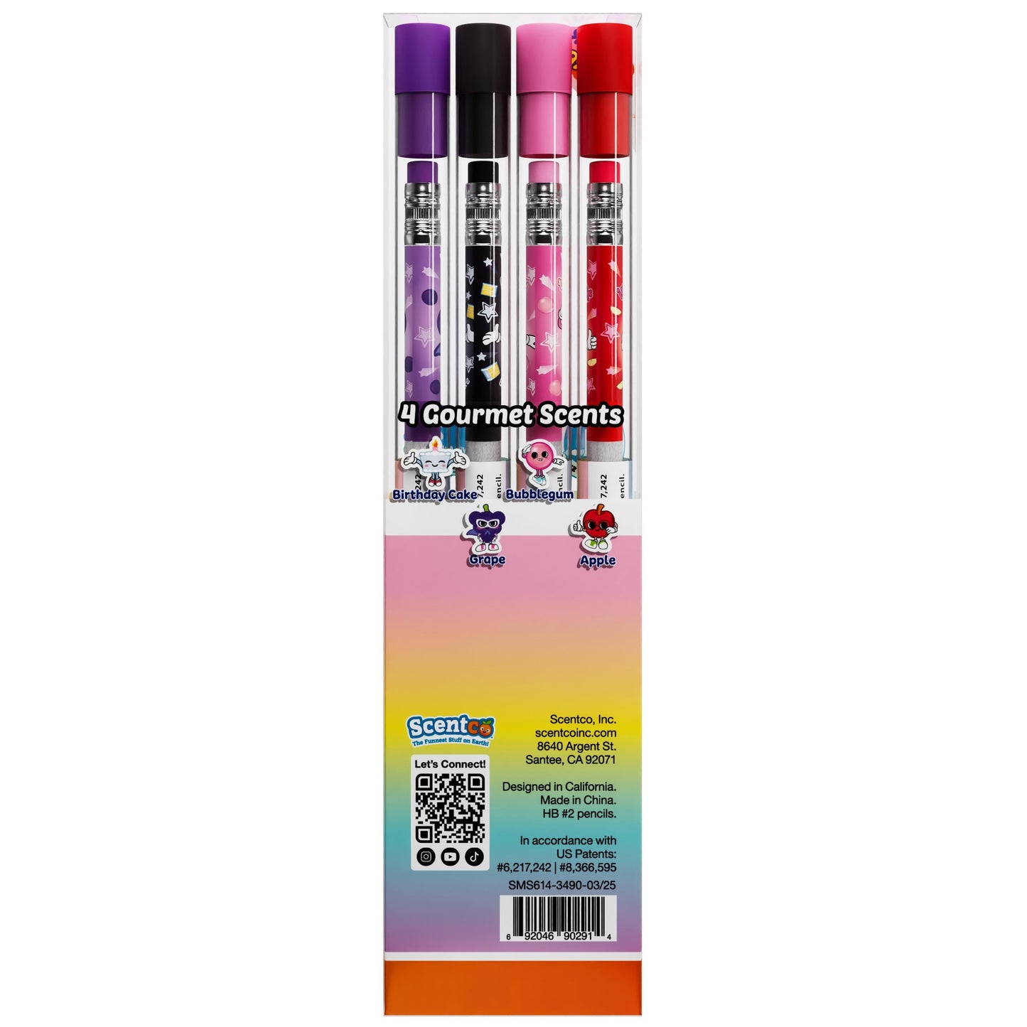 Smencils Sugar Star Scented Pencils – 4 Pack, HB #2, Recycled Newspaper | Scentco