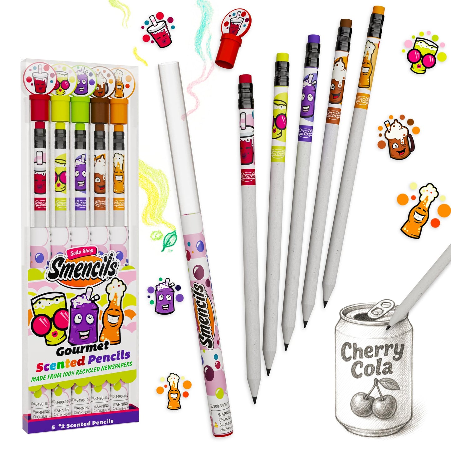 Scentco Smencils SODA Shop – Gourmet Scented Pencils (5 Count)