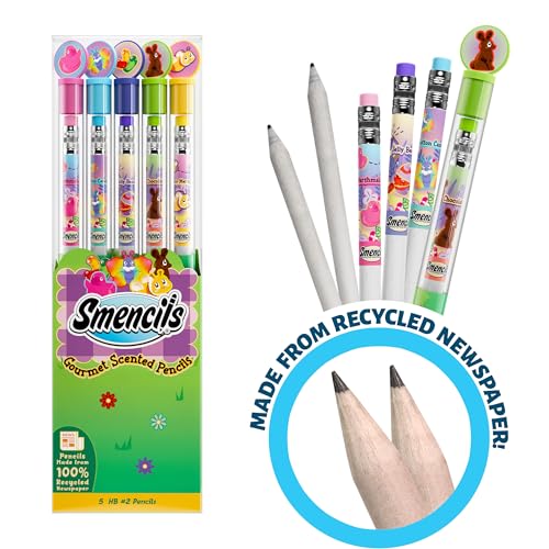 Scentco Spring Smencils - HB2 Scented Pencils, 5 Count | Recycled Newspaper School Supplies