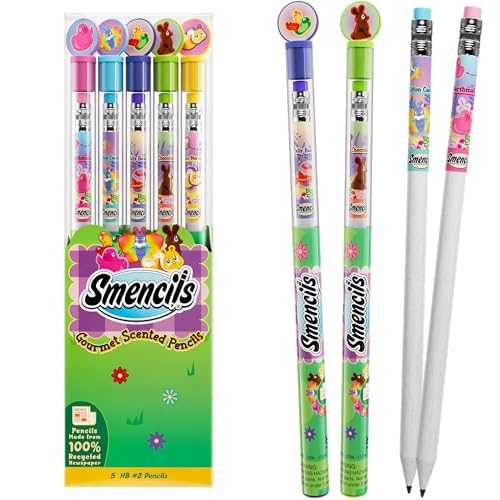 Scentco Spring Smencils - HB2 Scented Pencils, 5 Count | Recycled Newspaper School Supplies