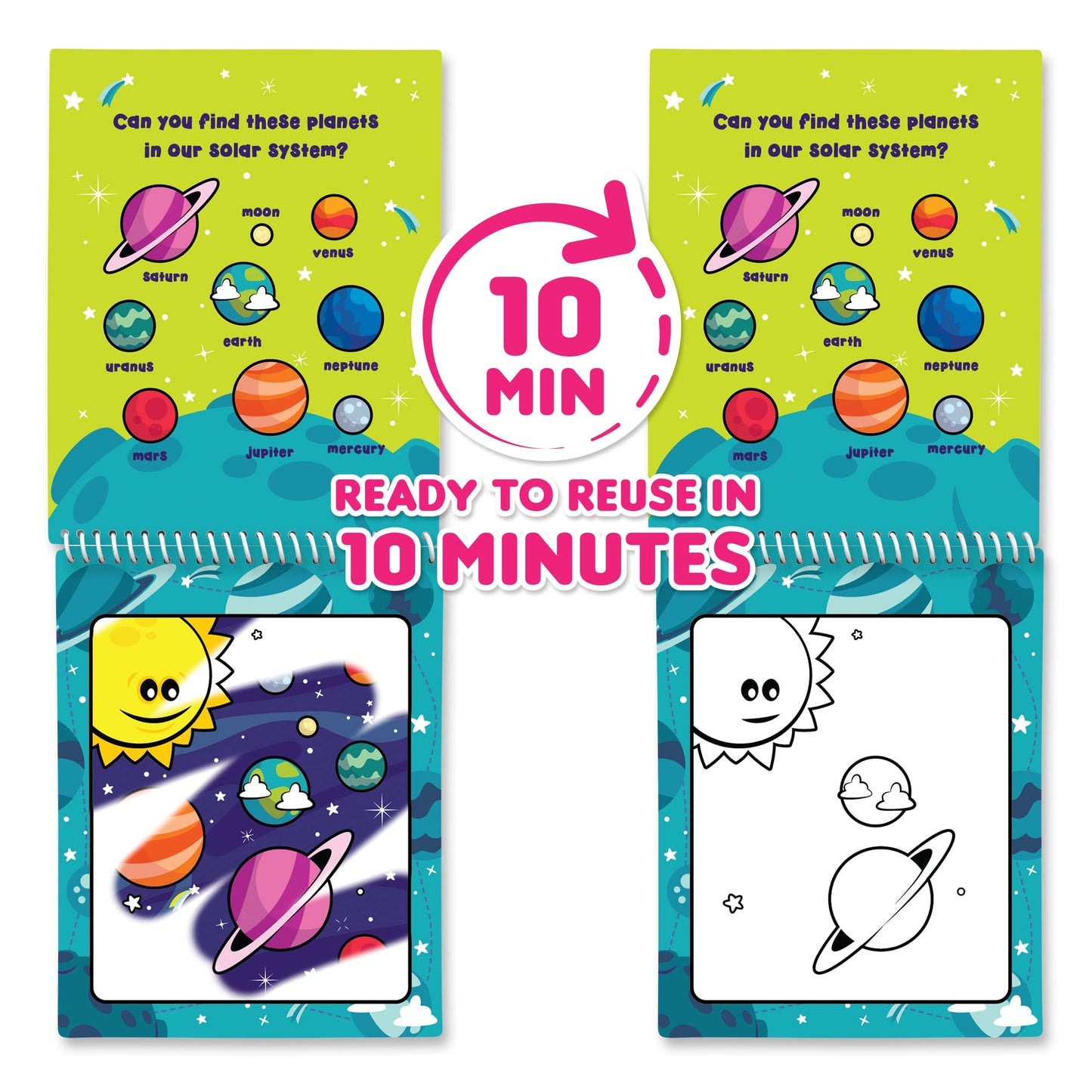 Scentco Water Magic: Patented Gourmet Scented Reusable Water Reveal Activity Books - Cosmic Adventure & Creatures