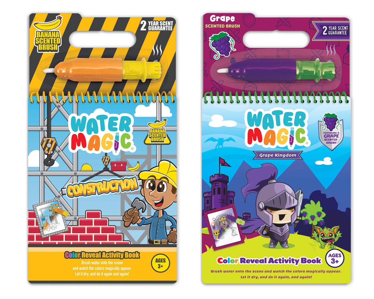 Scentco Water Magic — Patented Gourmet Scented Water Reveal Books (Grape Kingdom & Construction)
