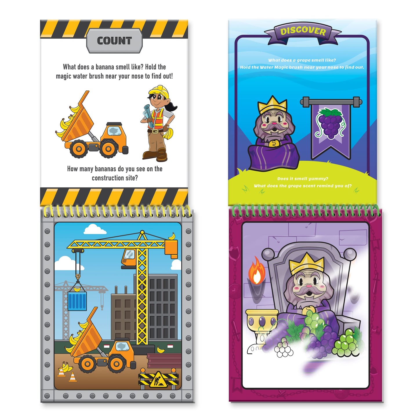 Scentco Water Magic — Patented Gourmet Scented Water Reveal Books (Grape Kingdom & Construction)