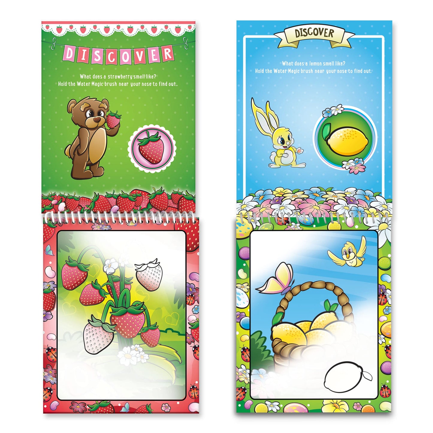 Scentco Water Magic: Scented Reusable Water Reveal Activity Books – No Mess, All Fun (Strawberry Picnic & Farm Friends)