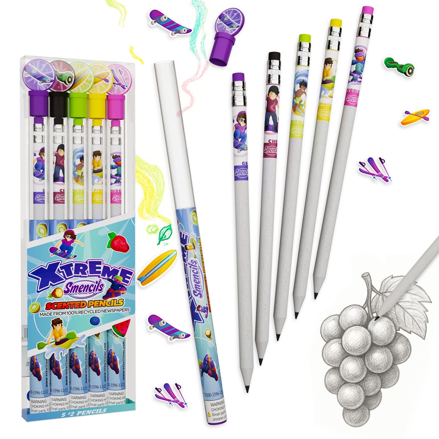 Scentco X-Treme Sports Smencils - Gourmet Scented Pencils (5 Count)