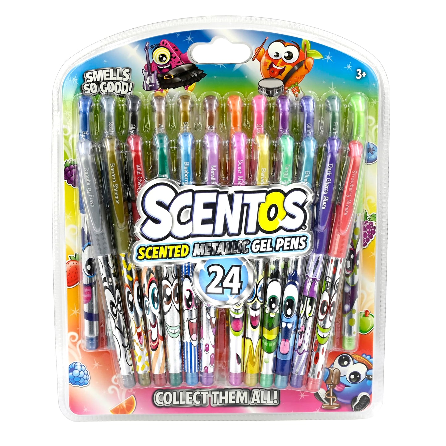 Scentos 24-Pack Scented Metallic Gel Pens for Kids – Non-Toxic Ink for Drawing & Journaling