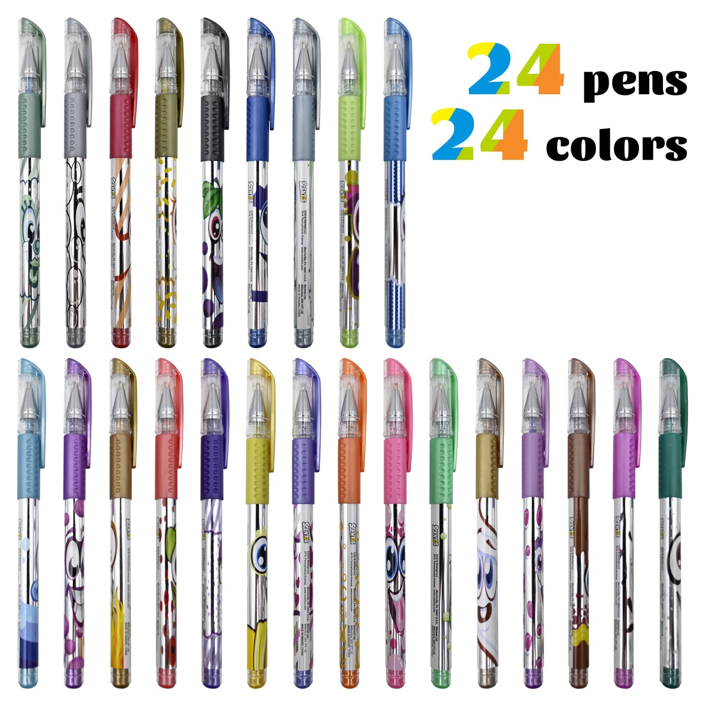 Scentos 24-Pack Scented Metallic Gel Pens for Kids – Non-Toxic Ink for Drawing & Journaling
