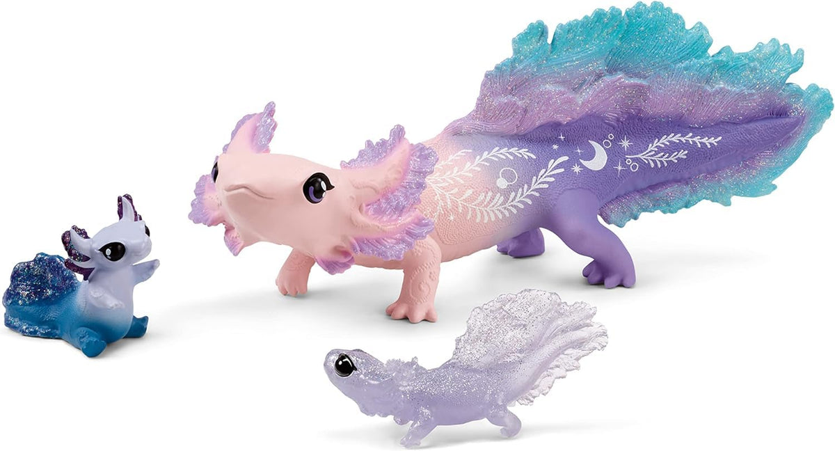 Schleich Bayala 3-Pack Colorful Axolotl Figurine Set | Mermaid Mythical Creatures for Kids 5+