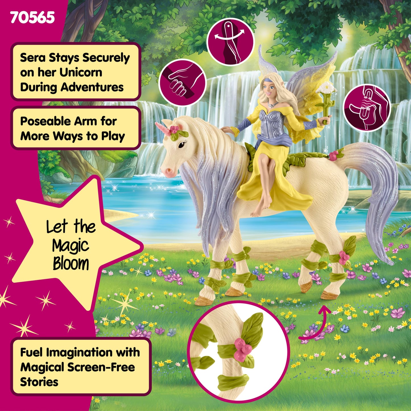 Schleich Bayala Fairy Sera with Blossom Unicorn – Unicorn & Fairy Figurine Set for Kids 5+