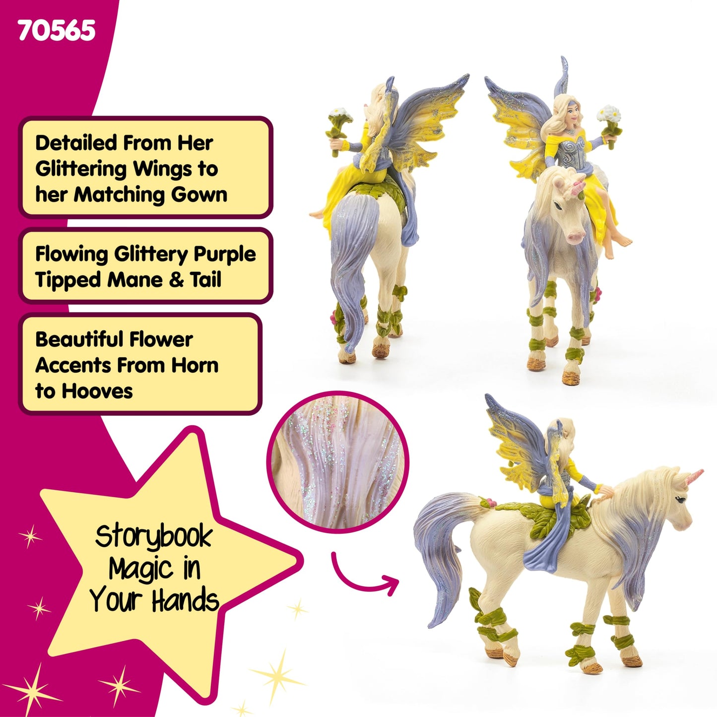 Schleich Bayala Fairy Sera with Blossom Unicorn – Unicorn & Fairy Figurine Set for Kids 5+