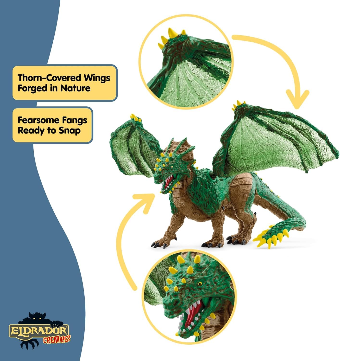 Schleich Eldrador Creatures Jungle Dragon – 11-Inch Moveable Wings Figure for Ages 7+ | 70791