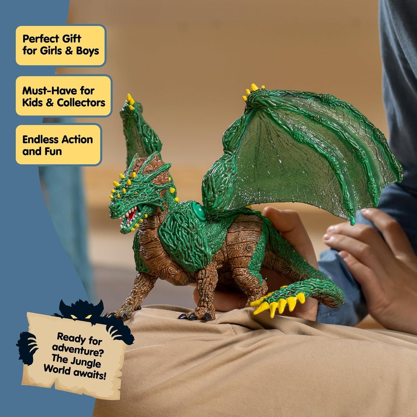Schleich Eldrador Creatures Jungle Dragon – 11-Inch Moveable Wings Figure for Ages 7+ | 70791