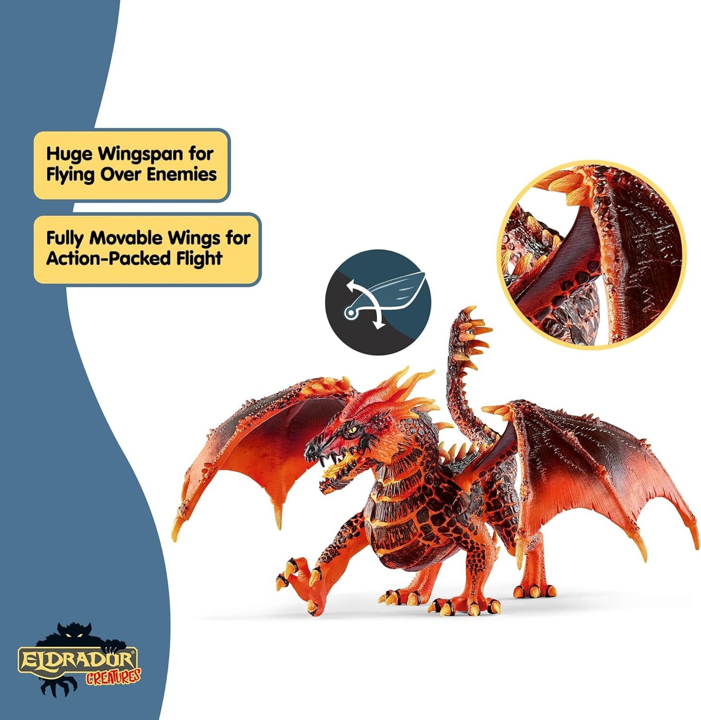 Schleich Eldrador Creatures Lava Dragon Toy – 8-Inch Moveable Wings Figure (70138)