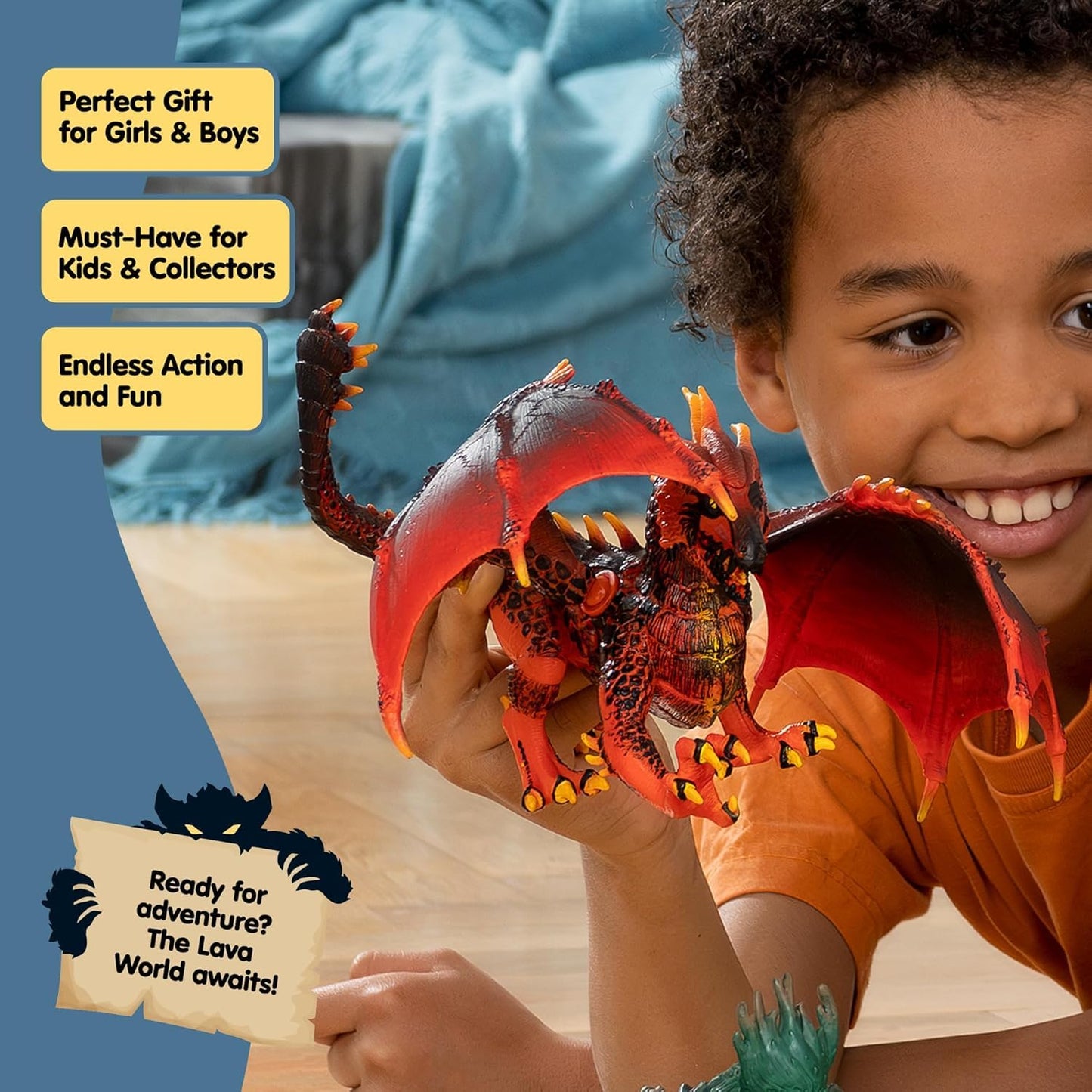 Schleich Eldrador Creatures Lava Dragon Toy – 8-Inch Moveable Wings Figure (70138)