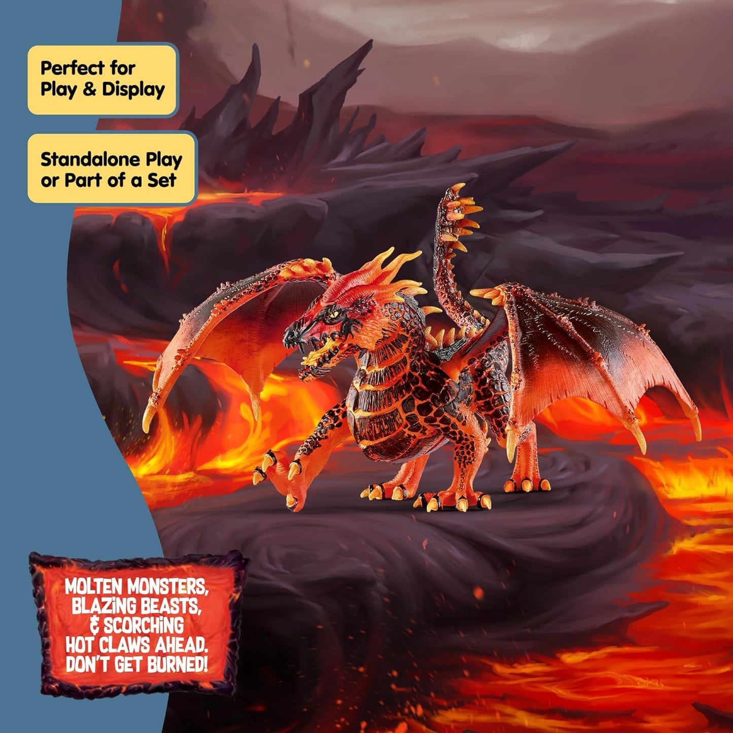 Schleich Eldrador Creatures Lava Dragon Toy – 8-Inch Moveable Wings Figure (70138)