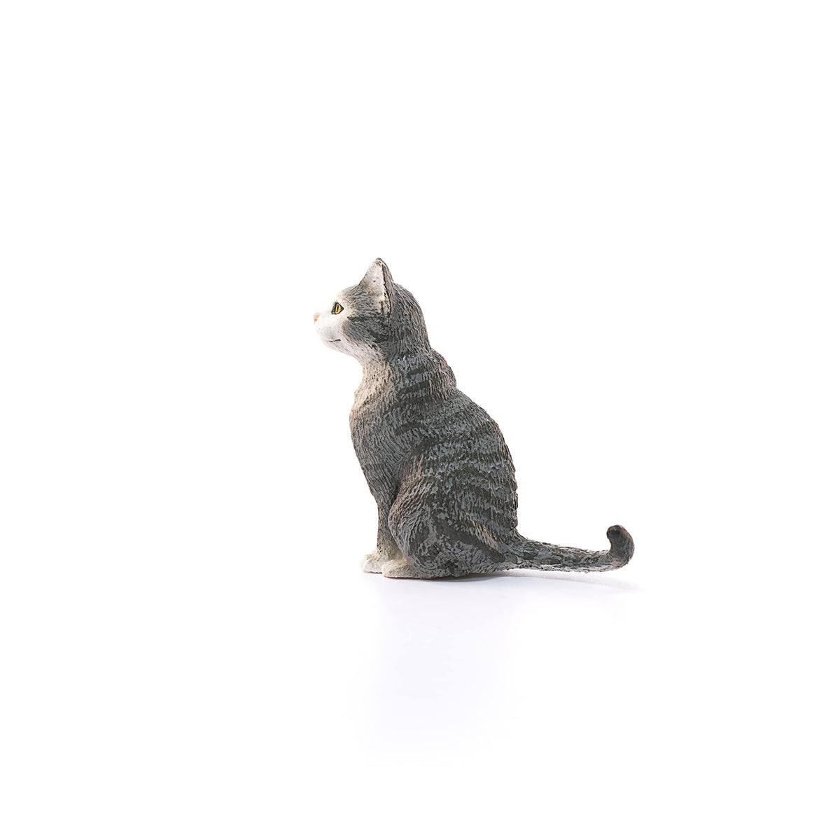 Schleich Farm World Cat Figurine – Realistic Gray & White Kitty Toy for Ages 3+