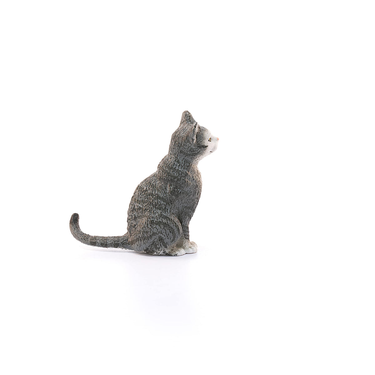 Schleich Farm World Cat Figurine – Realistic Gray & White Kitty Toy for Ages 3+