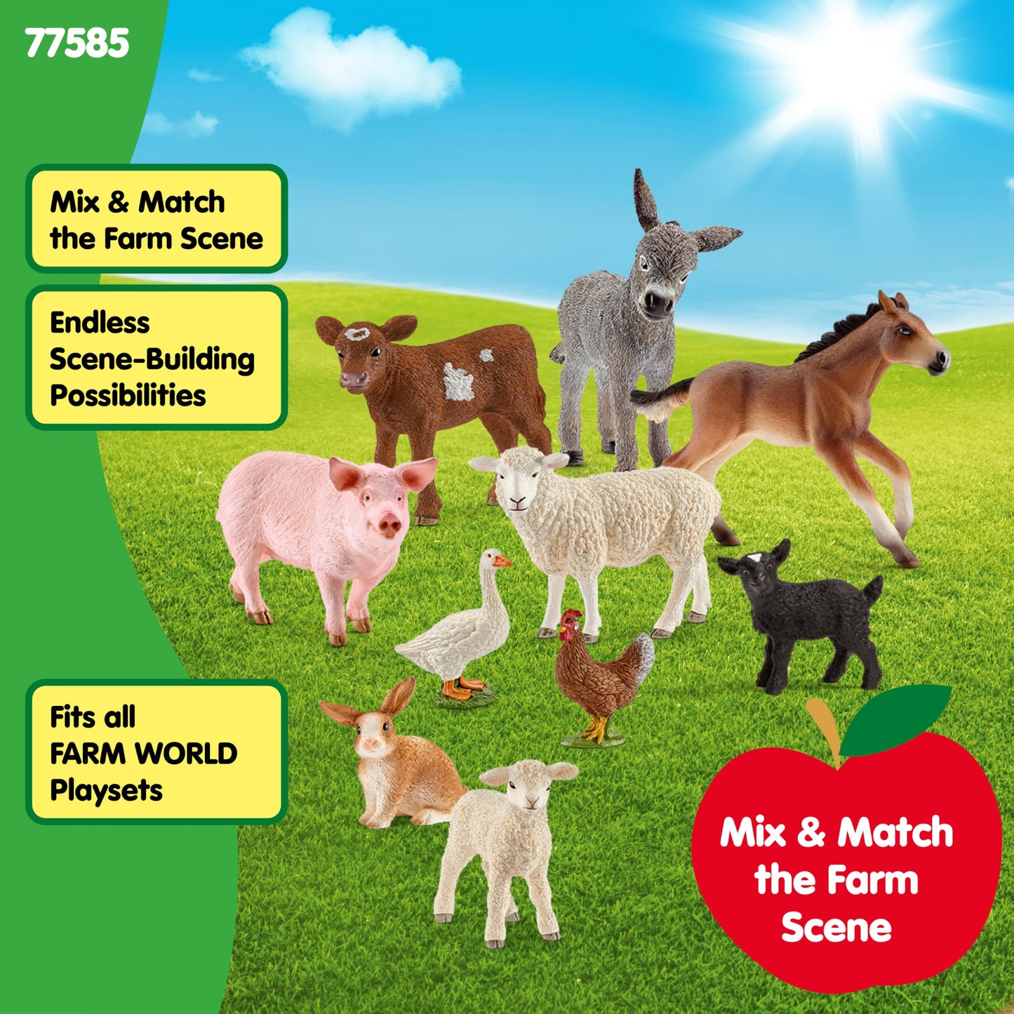 Schleich Farm World 10-Piece Farm Animal Bundle – Baby Animals & Barnyard Play Set | 77585