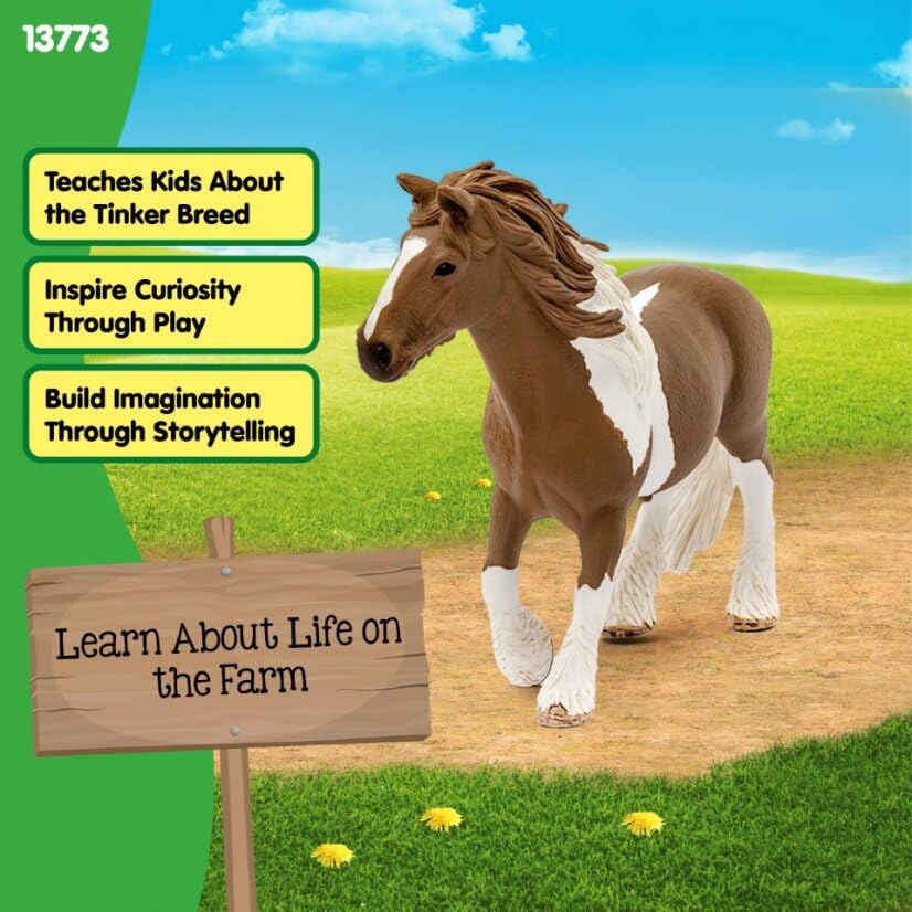 Schleich Farm World Realistic Tinker Mare Horse Figurine – Detailed, Durable Farm Toy for Kids 3+