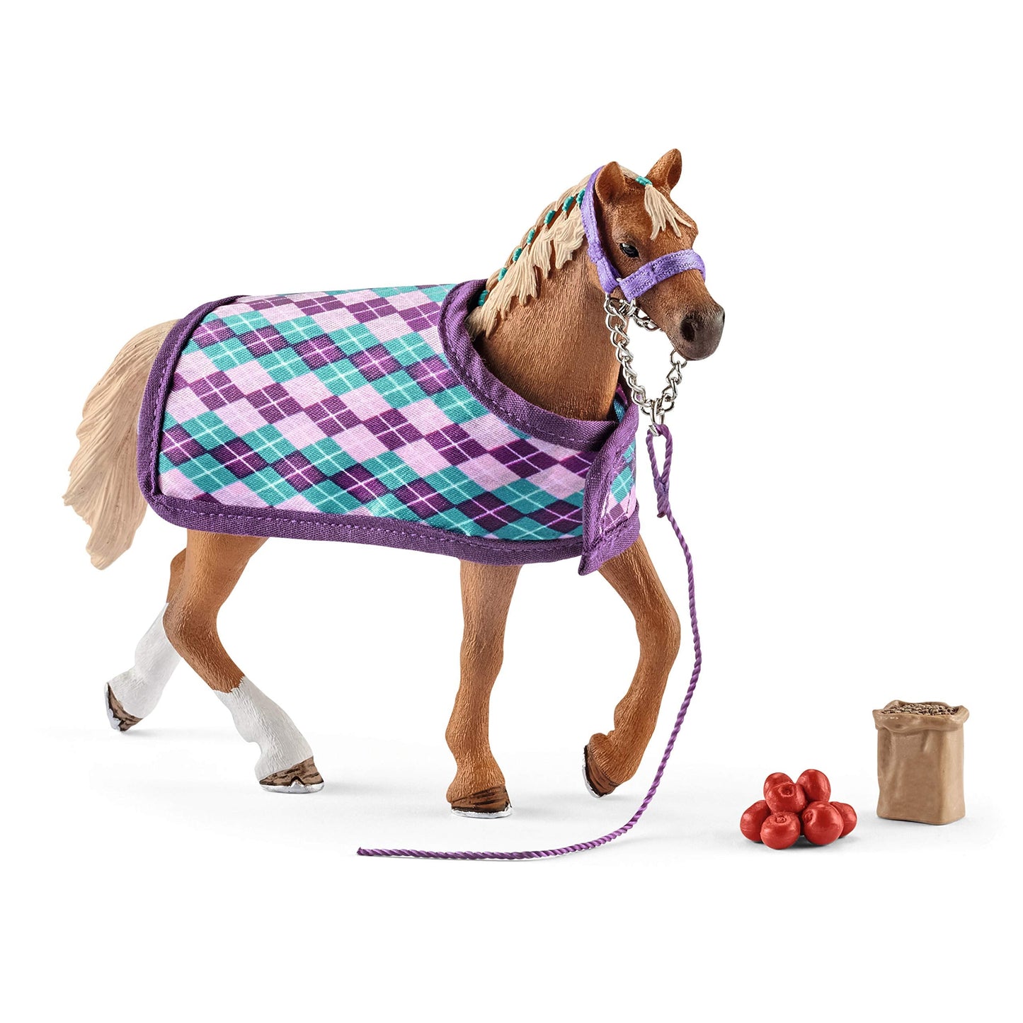 Schleich Horse Club 4-Piece Playset: English Thoroughbred with Blanket | Kids Horse Toys 5-12